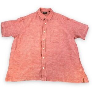 Orvis Short Sleeve Linen Shirt Mens XXL 2XL Red / Pink Casual‎ Beach Shirt
